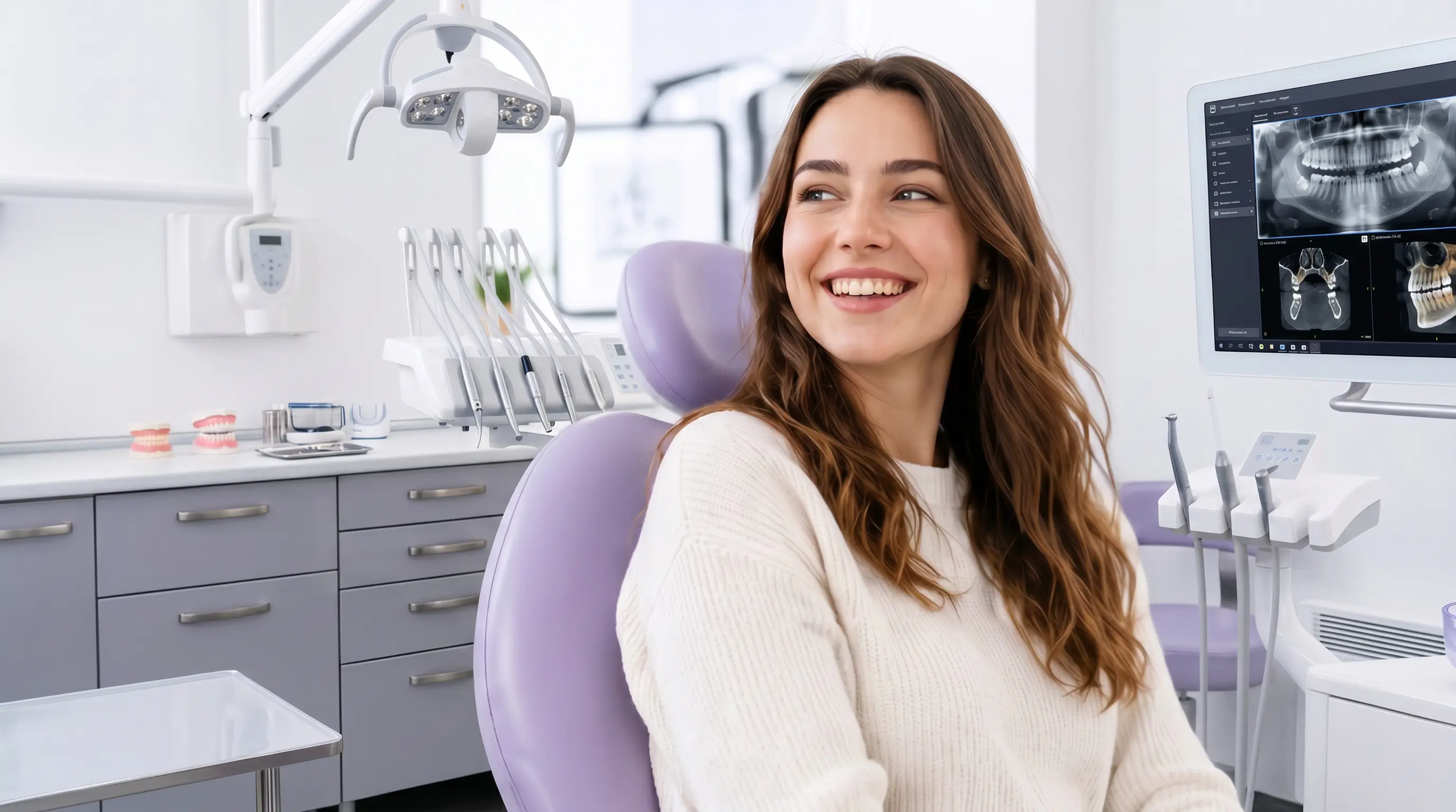 Patient smiling in dental clinic