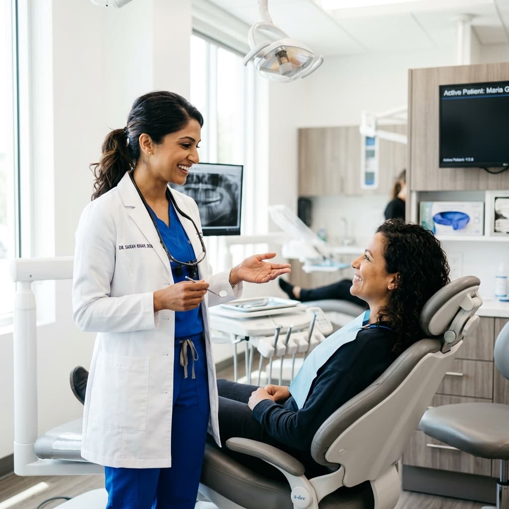 Dentist with patient