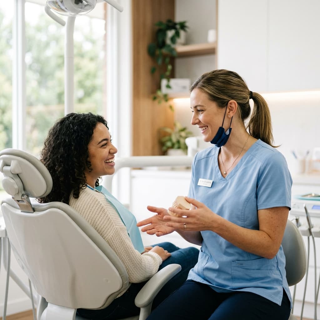 Dentist with patient